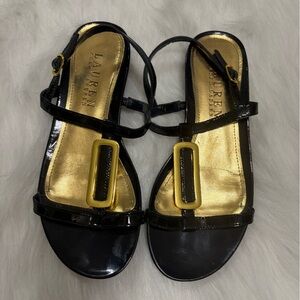 Lauren Ralph Lauren Black and Gold Sandals